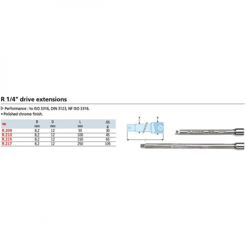Extension 1/4"Dr x 55mm Facom R.209