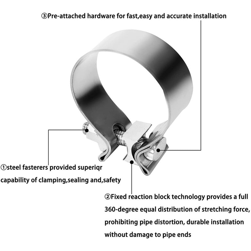 AFTERBURNER Universal Exhaust Band Clamp Narrow Stainless Steel 2 Inch