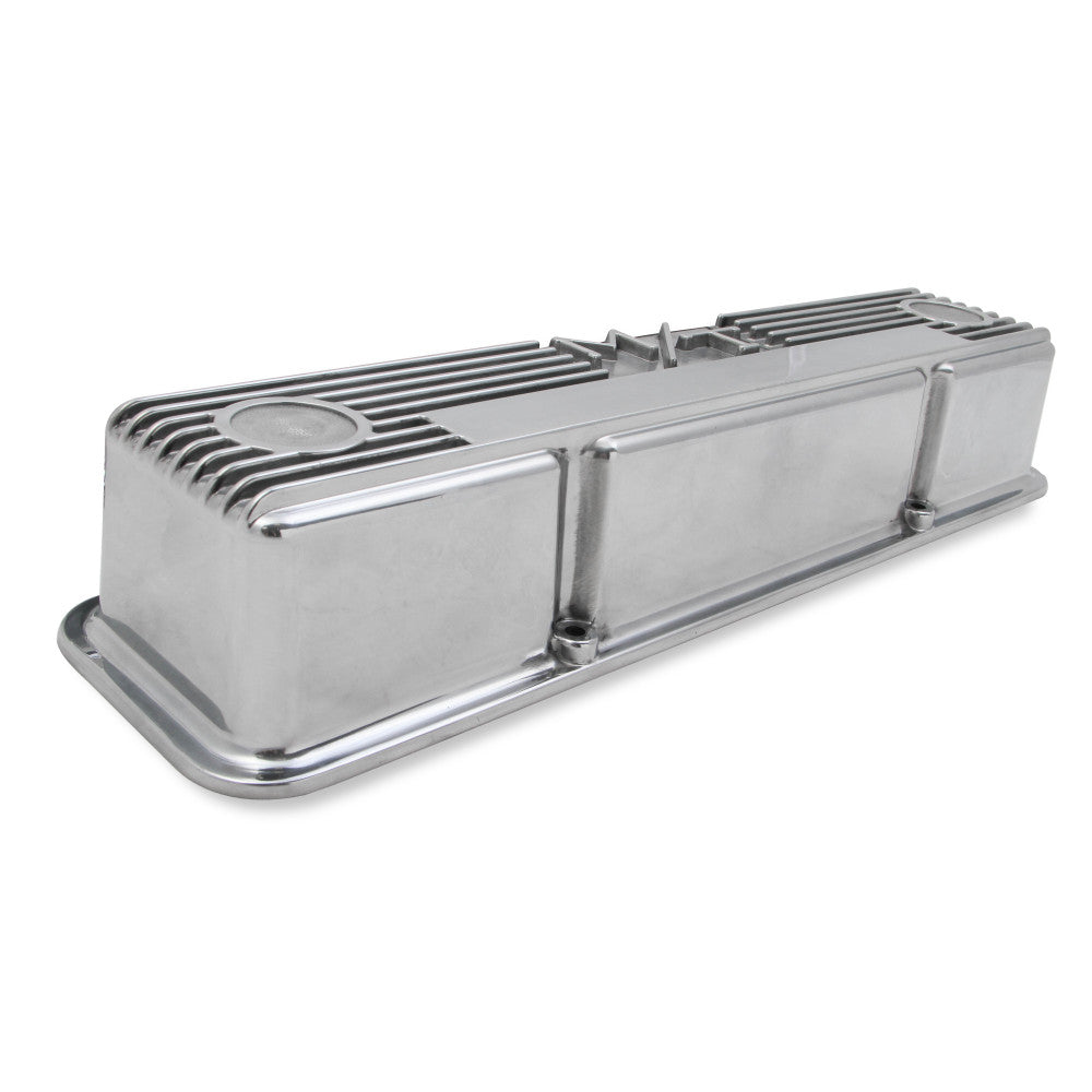 Holley Valve Covers Chev SB Polished - Cast Holley M/T Vintage Series Set#241-82