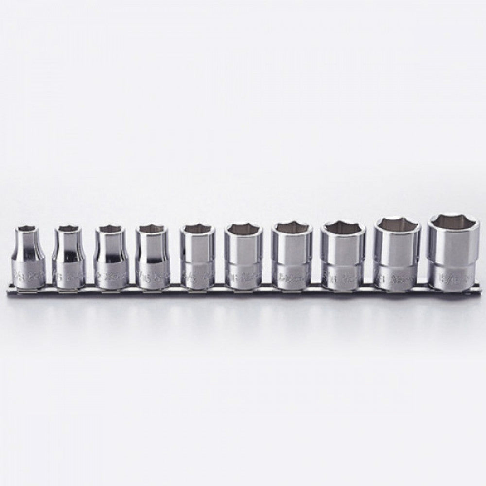 Koken 1/2" Dr SAE Socket Set On Rail - 10pc