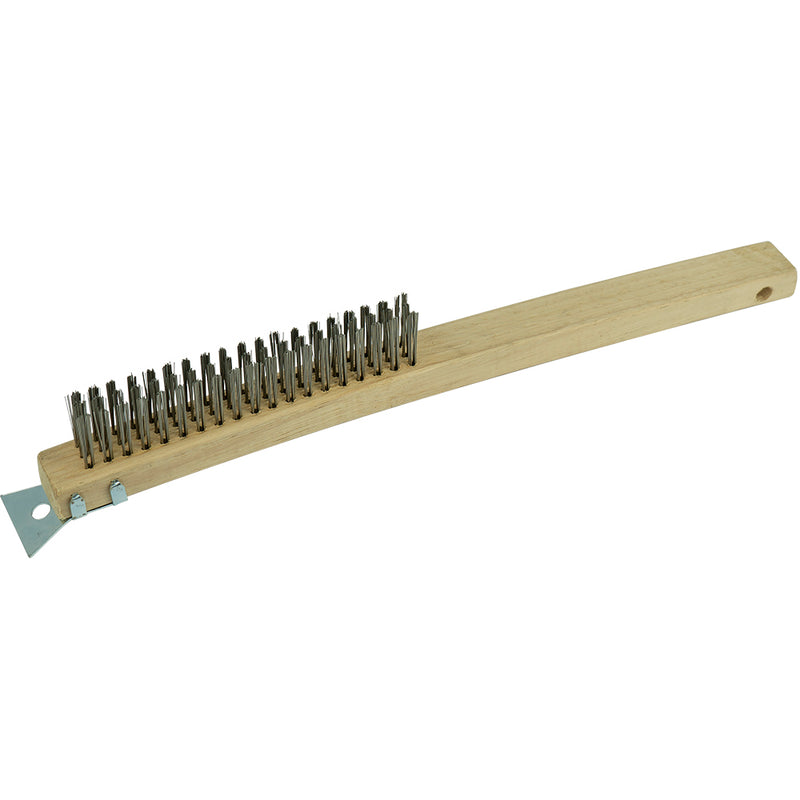 Itm Wire Brush 353mm - 3 Row Steel W/Scraper