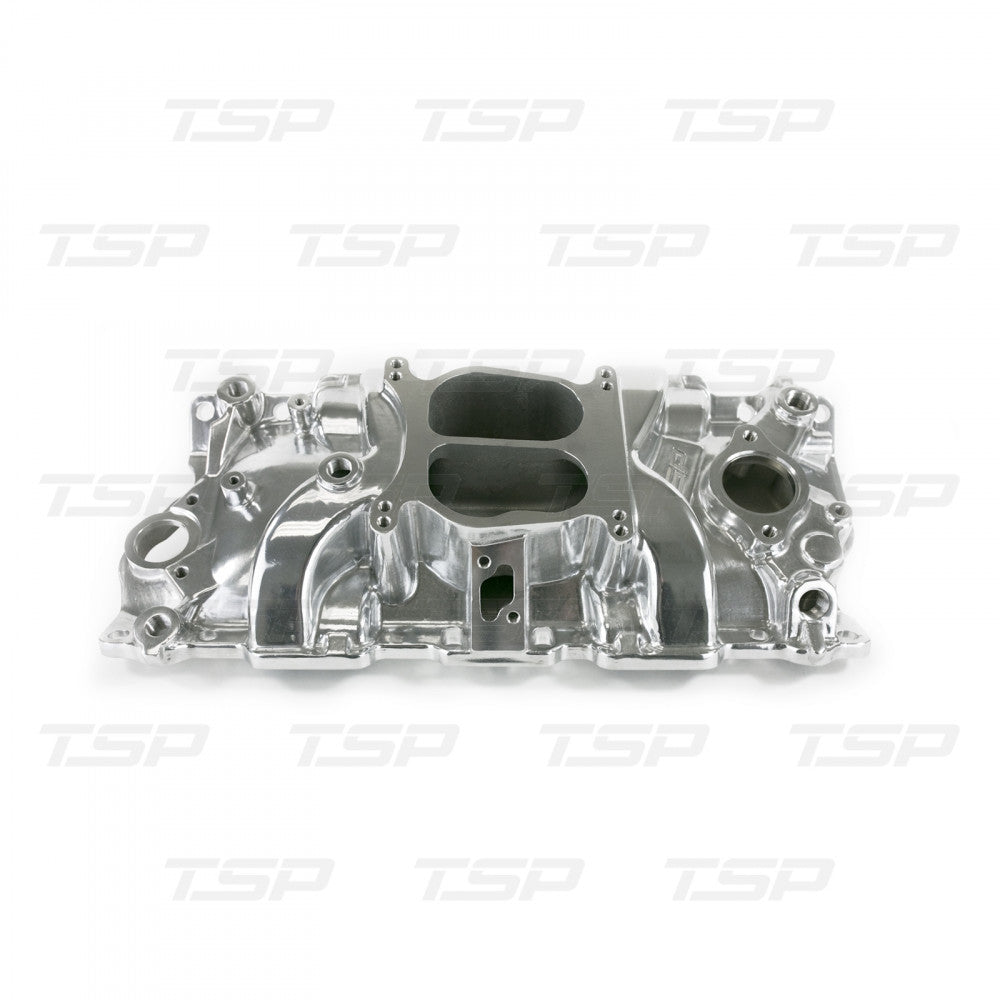 TSP CHEVY SMALL BLOCK POLISHED ALUMINUM DUAL PLANE INTAKE MANIFOLD #82000