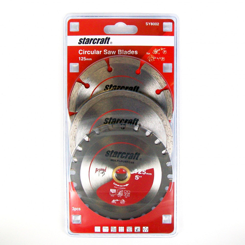 3 Piece 125mm Diamond TCT Universal Cutting Pack
