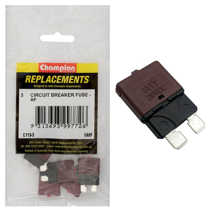 Champion AF 10Amp Circuit Breaker Blade Fuse - 5 Pack