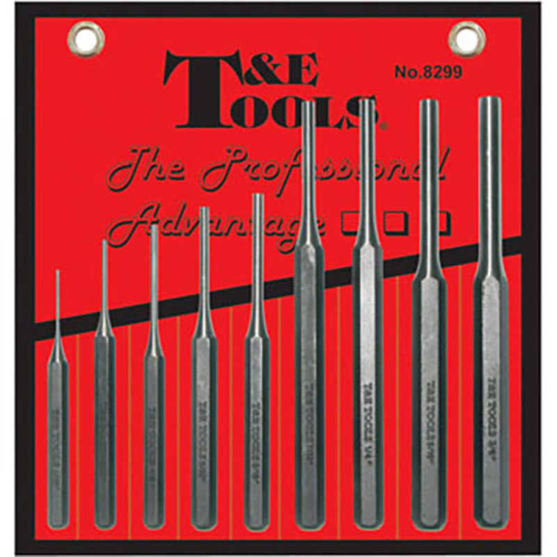 T&E Tools 9Pc Pin Punch Set