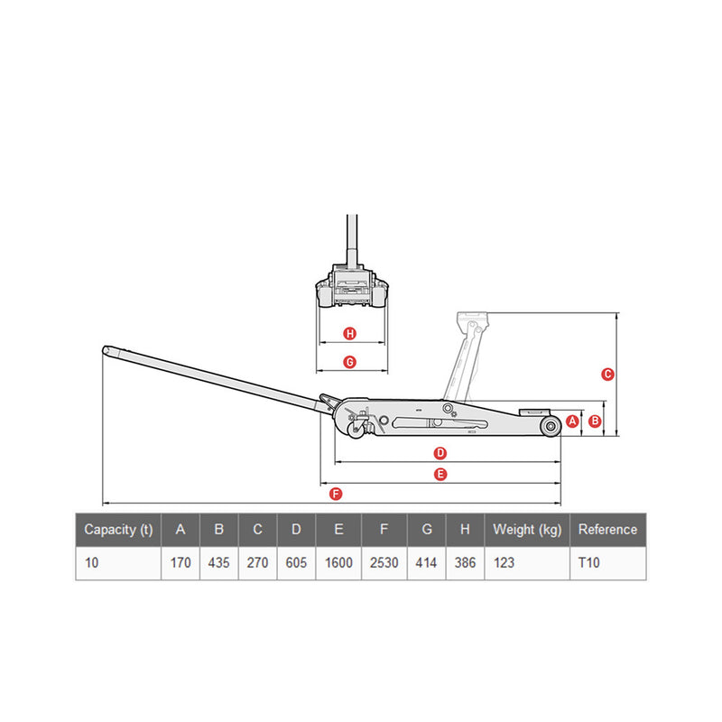 Mega 10T Hydraulic Trolley Jack