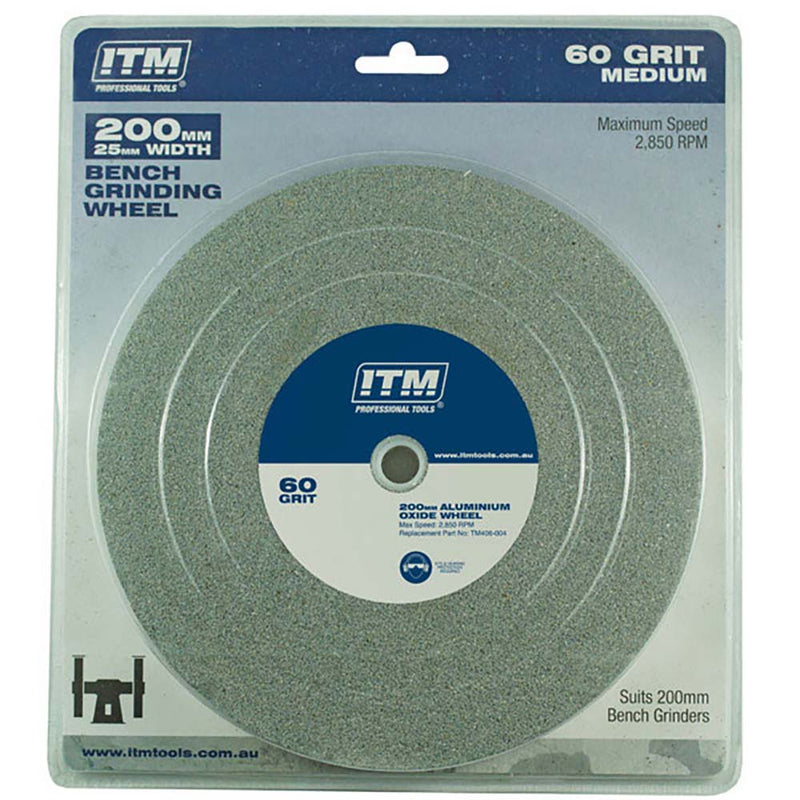 ITM Grinding Wheel Aluminium Oxide 200 x 25mm 60 Grit Medium