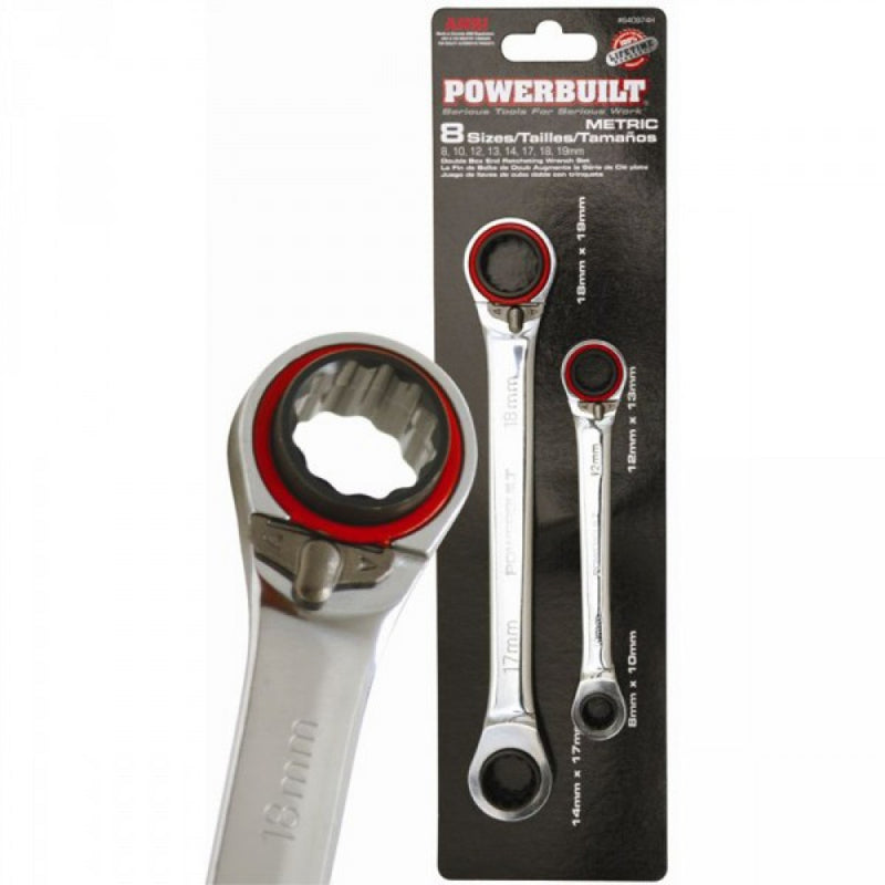 Powerbuilt 2Pc 4In1 Metric Gear Spanner Set