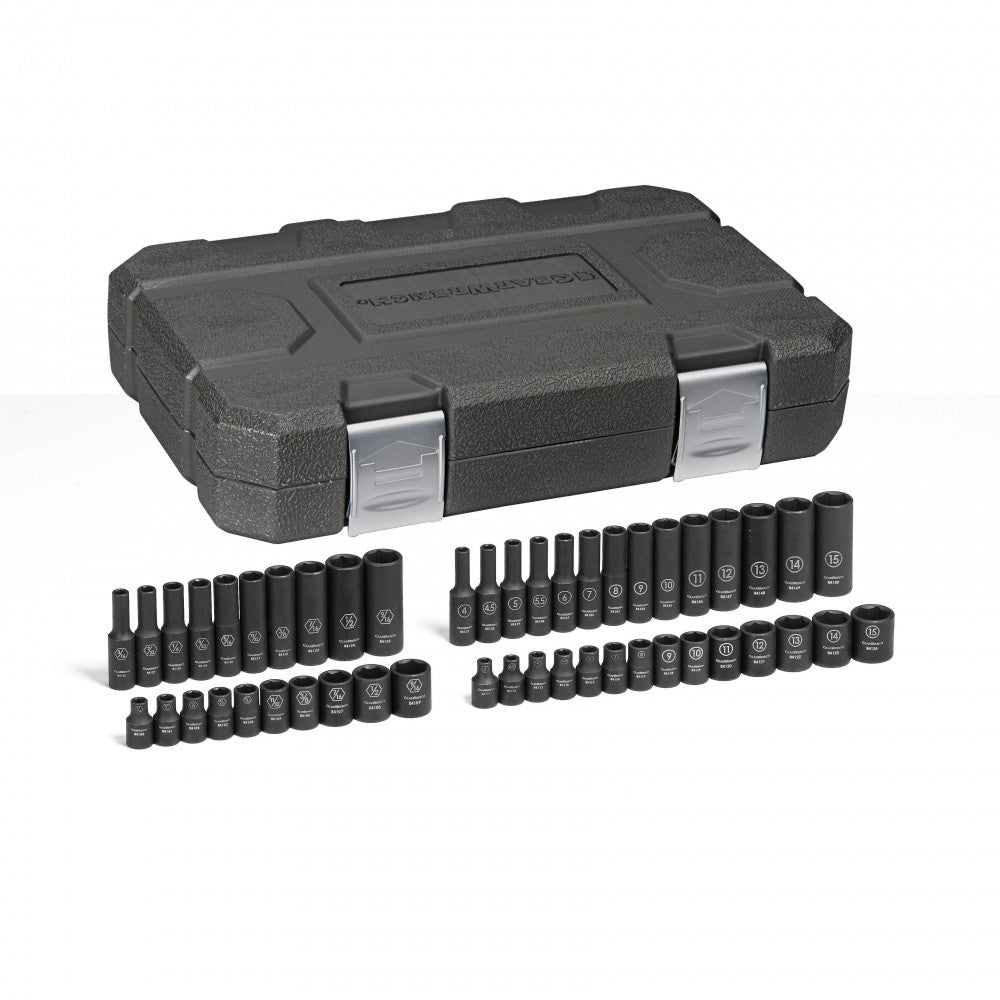 48 Pc Metric & SAE 6 Pt 1/4" Drive Standard & Deep Impact Socket Set