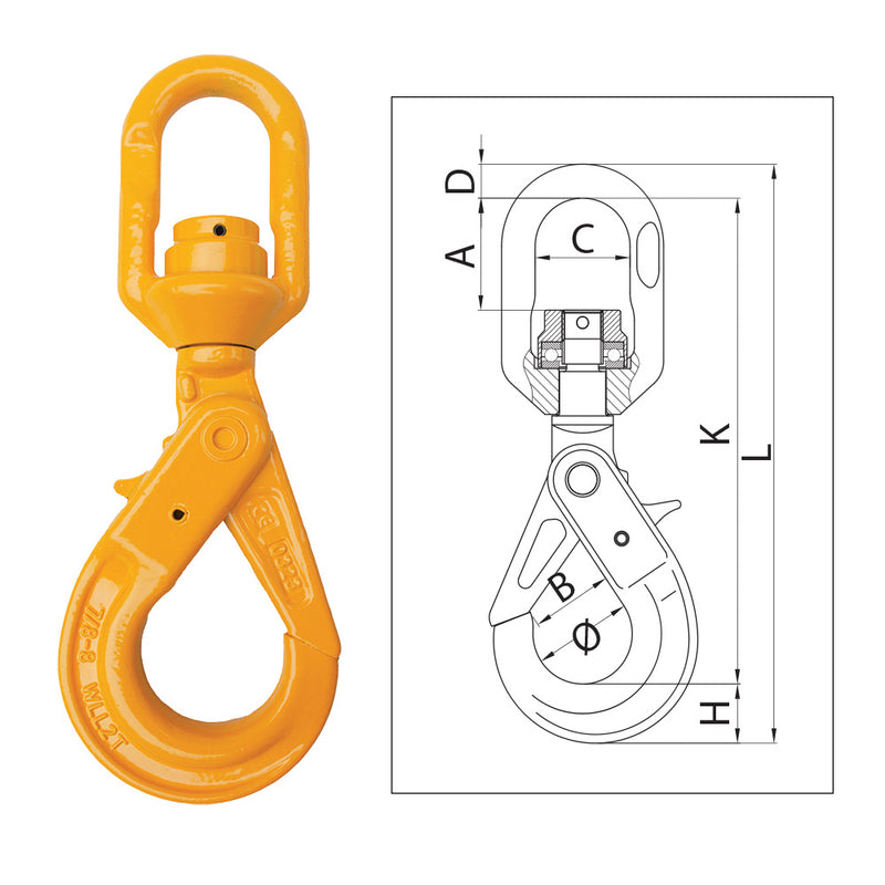 ITM G80 Eye Swivel Self Locking Hook - 16mm Chain