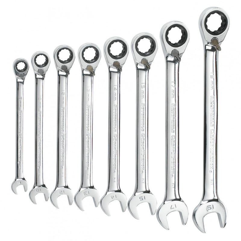 GearWrench Wrench Set Combination Ratcheting Reversible Tray MET 8Pc