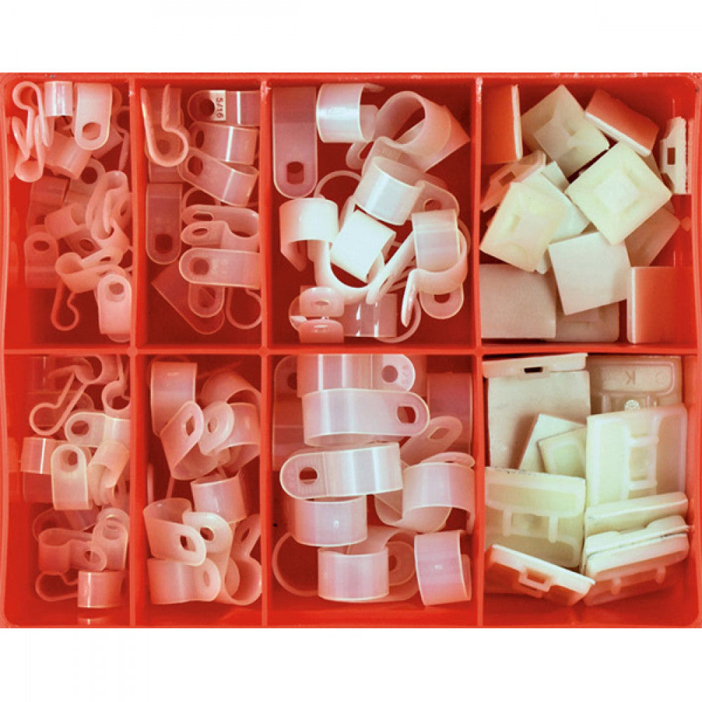 124Pc P-Clamp & Cable Tie Mounts Assortment