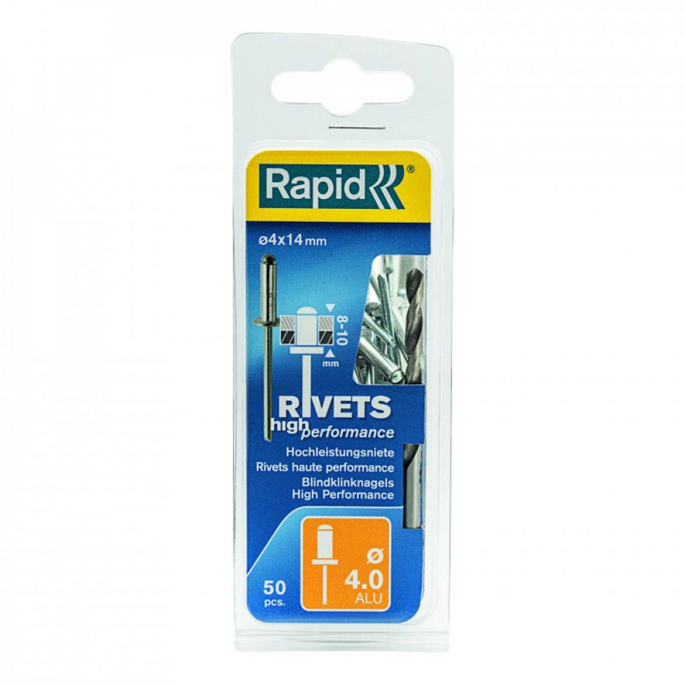 Rapid Rivets 4x14mm High Perf Alu 50pc + Drill