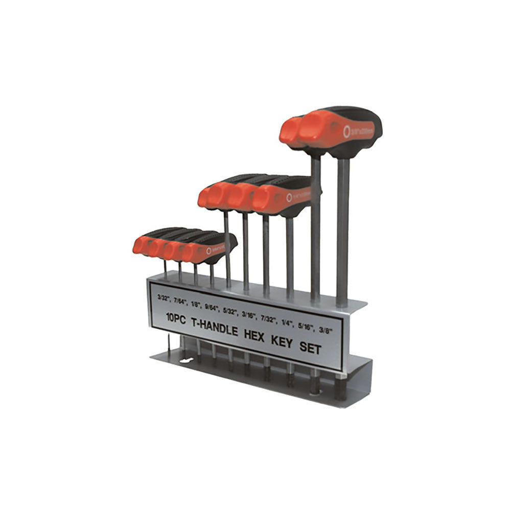 T&E Tools 10Pc 3/32-3/8" T-Handle Hex Key Set