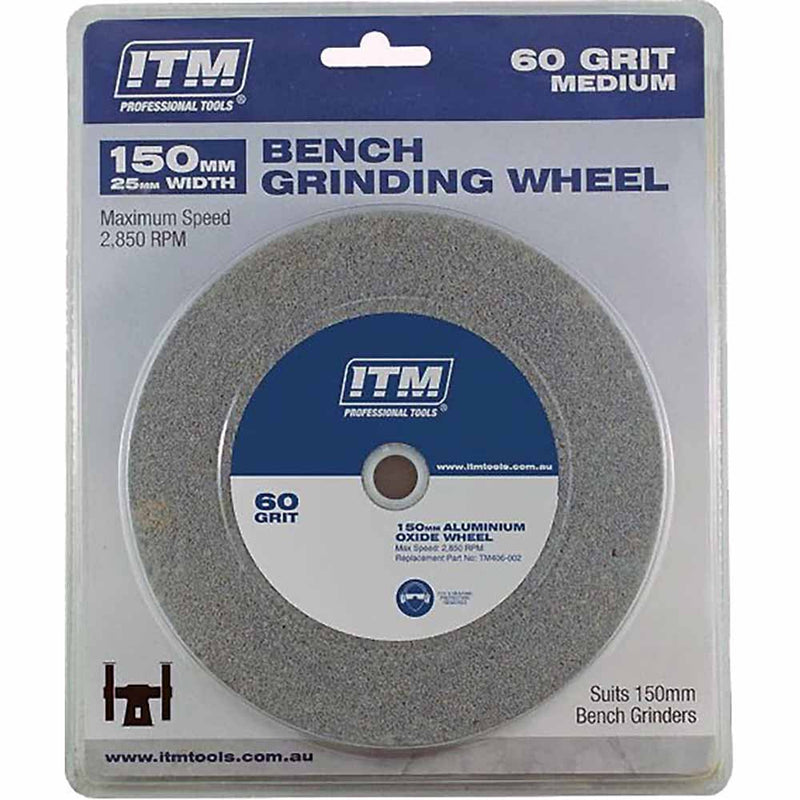 ITM Grinding Wheel Aluminium Oxide 150 x 25mm 60 Grit Medium