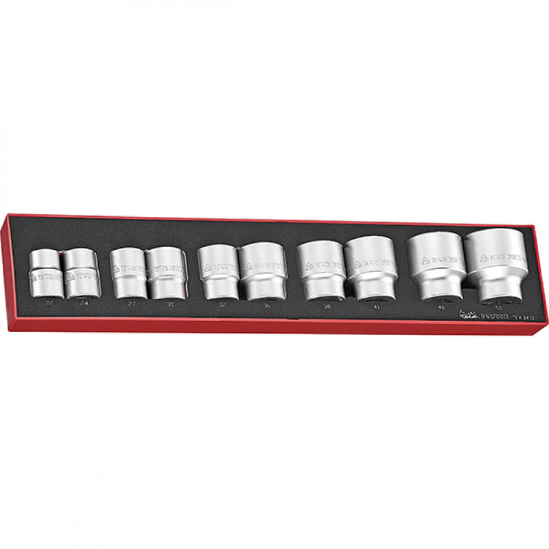 Teng 10Pc 3/4in Dr. Socket Set 22-50mm -Tex-Tray