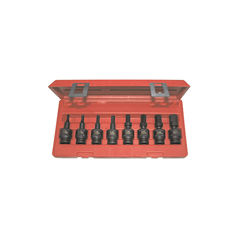 T&E Tools 1/2" Dr. 8Pc Univ. Impact Inhex Set 6-19mm