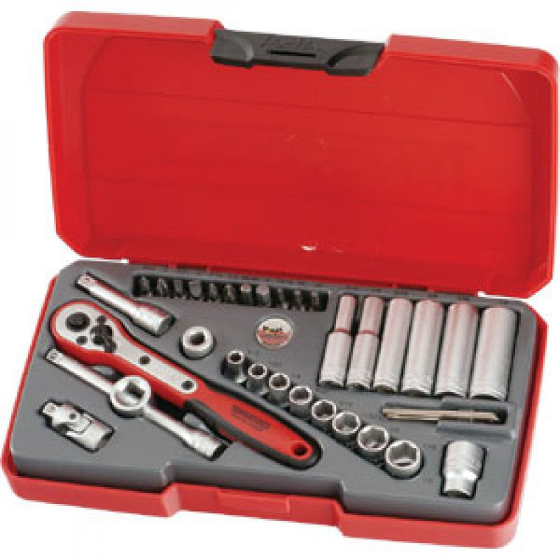 Teng 35Pc 1/4in Dr. Imperial Reg/Deep Socket Set