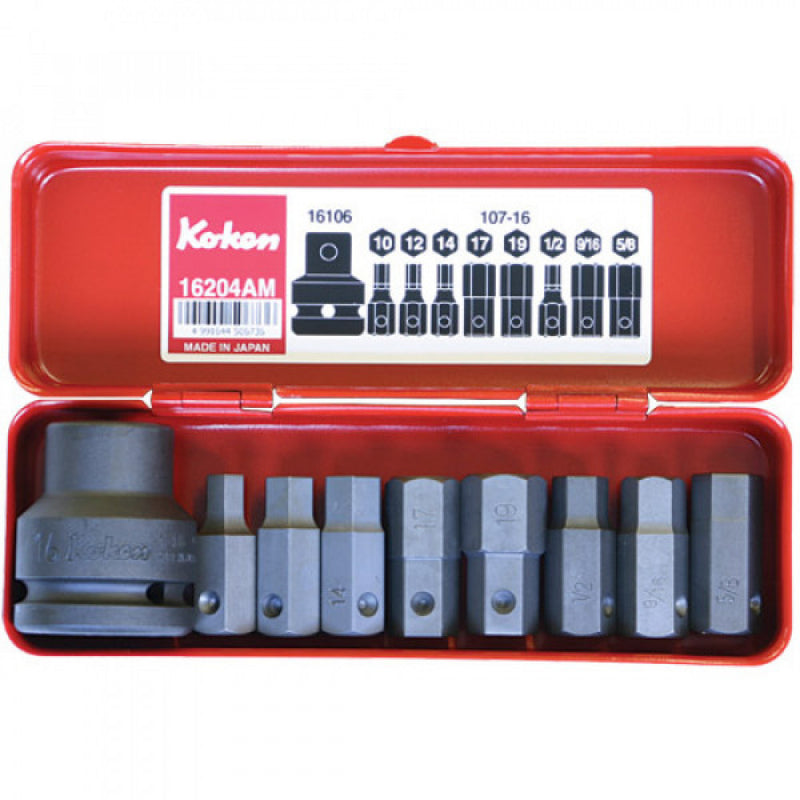 Koken - 3/4" Dr Impact Hex Bit Socket Set - 9pc