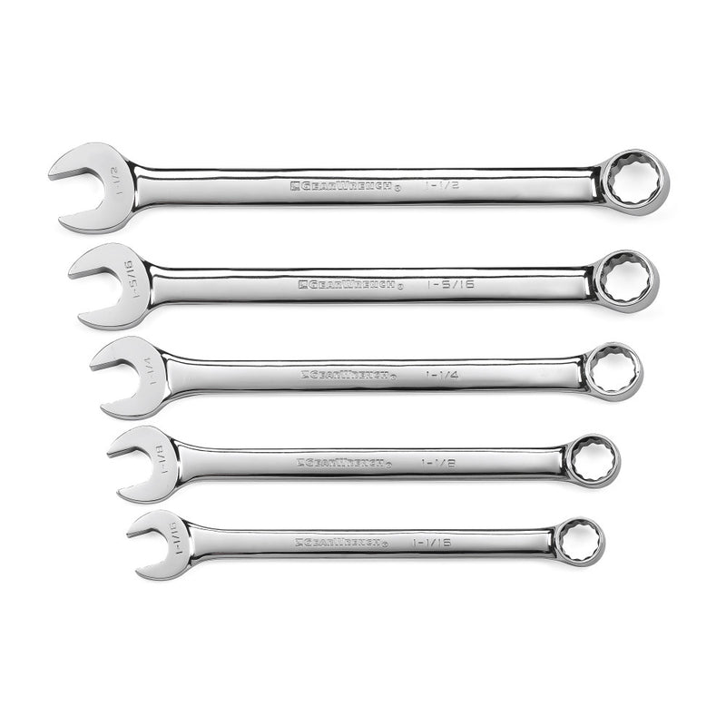 Gearwrench 5 Pc. SAE 12 Point Long Pattern Combination Wrench Set