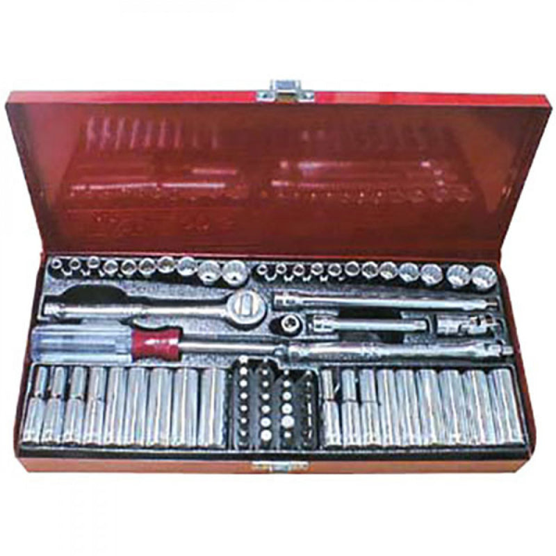 T&E Tools 1/4" Drive 74Pc 12Pt Std.andXL Socket Set