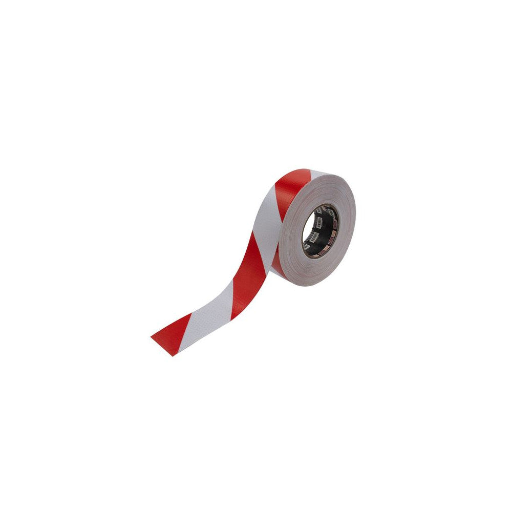 Self Adhesive Reflective Hazard Tape Red & White. 50M x 50mm