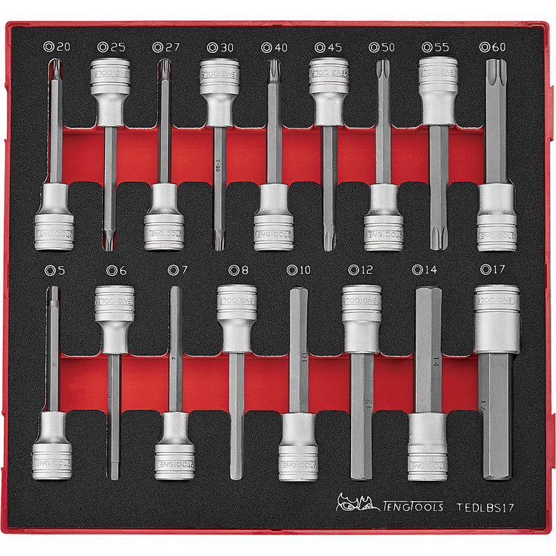 Teng 17Pc 1/2in Long Hex & Tx Bit Socket Set Eva2