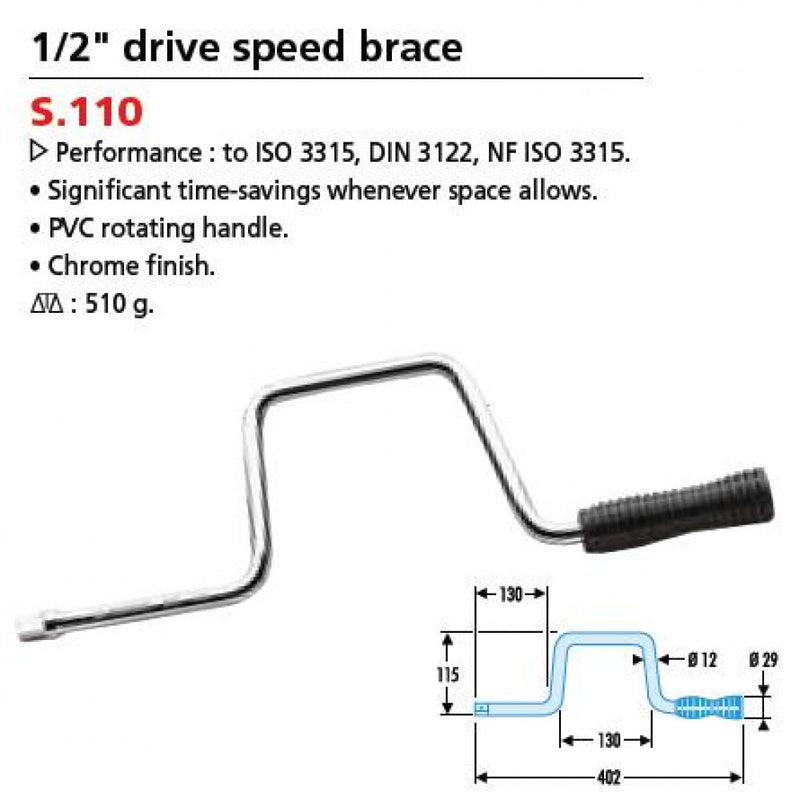 Speed Brace 1/2"Dr x 402mm Facom S.110 PCV Handle