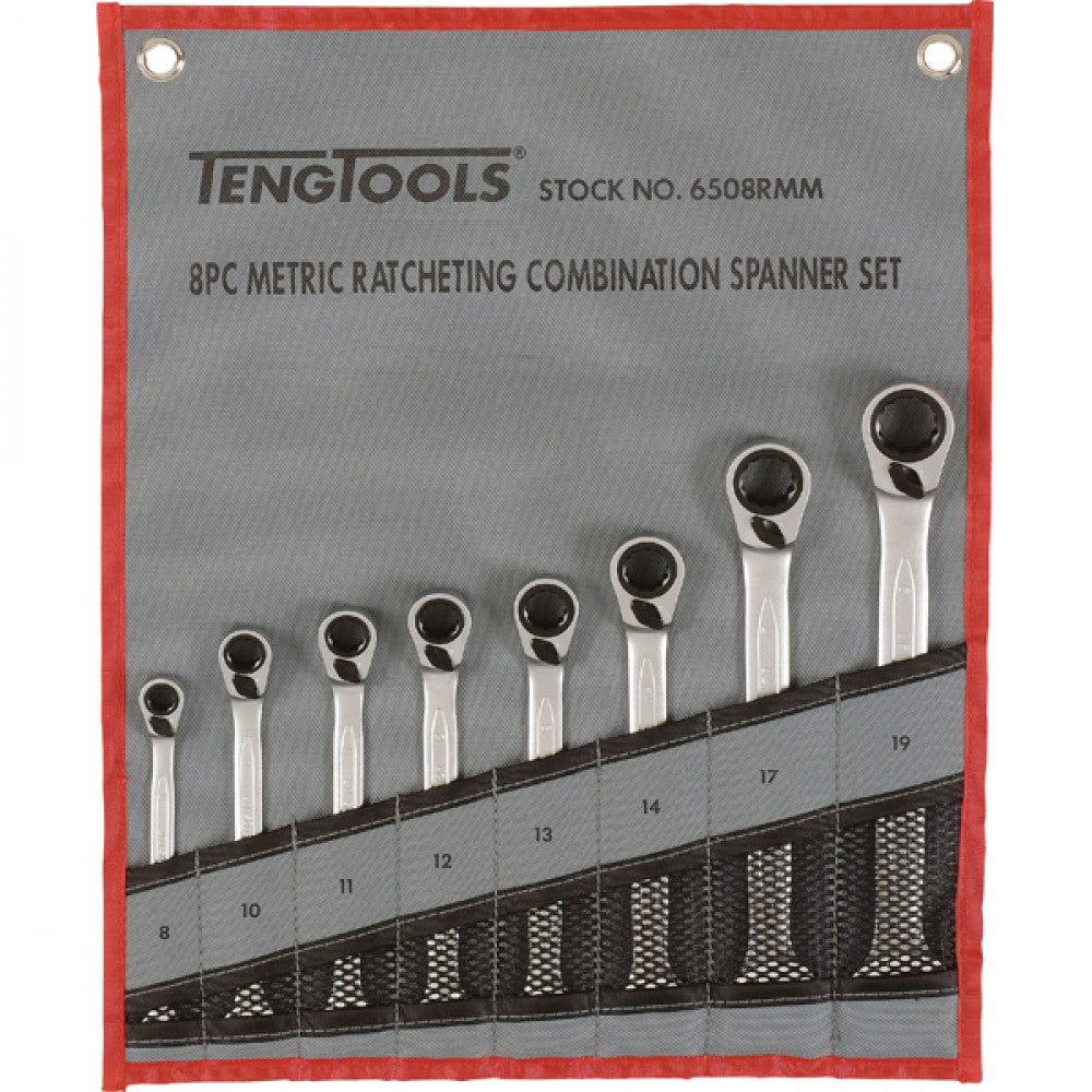 Teng 8Pc Rev Ratchet Metric Spanner Set 8-19Metric