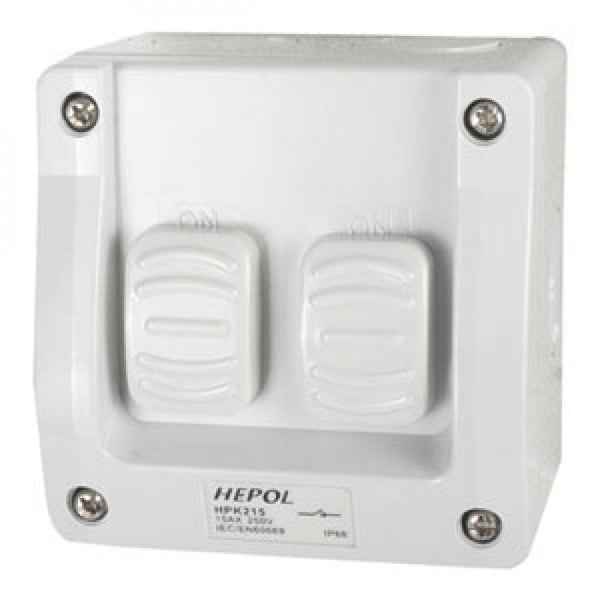 15A Weatherproof 2 Gang Surface Switch Ip66