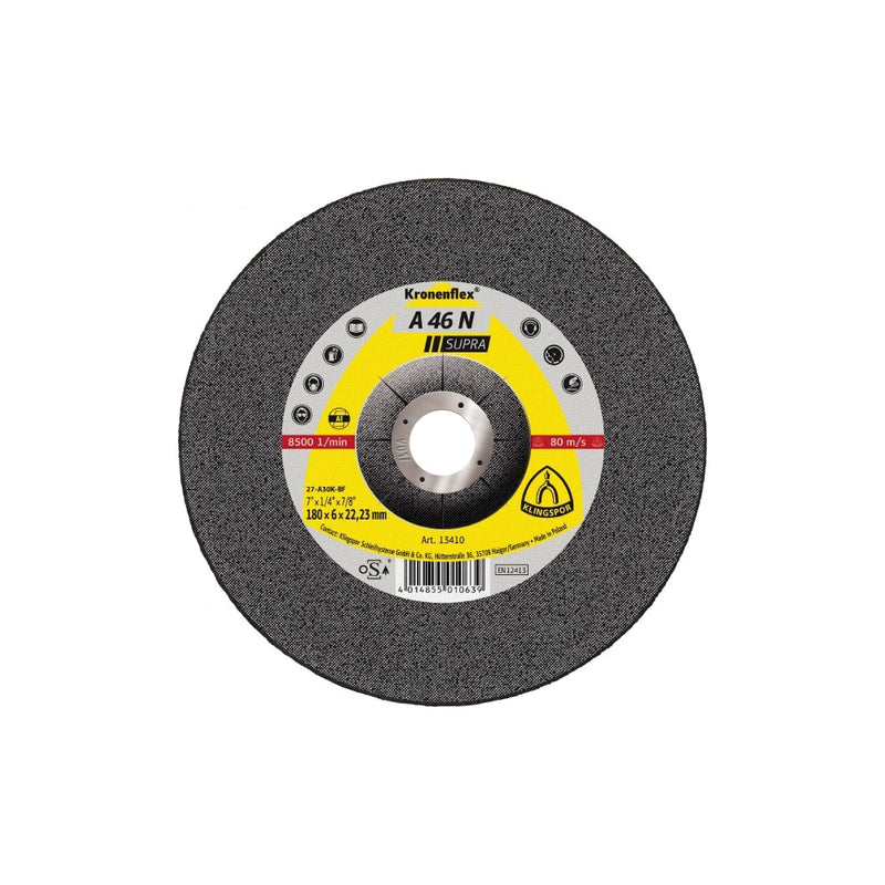 Klingspor A46N Supra Aluminium Grinding Disc - 180mm, 6mm (10pk)