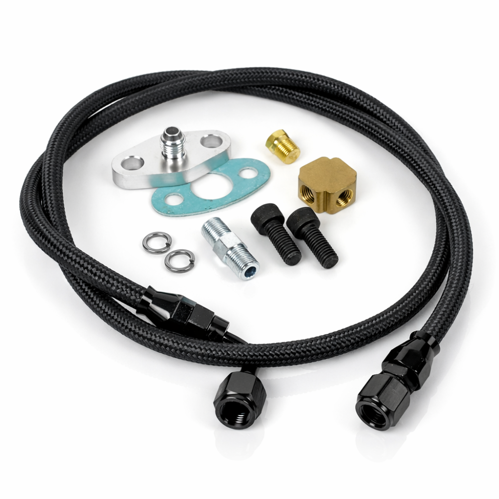 T3/T4 Turbocharger Oil Feed Line Kit -4AN PTFE (With Restrictor)