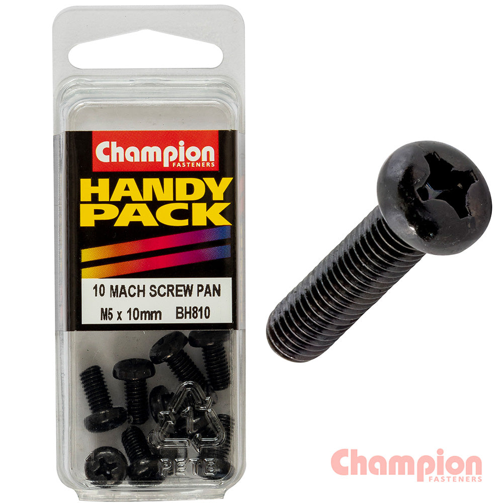 Champion Black Machine Screws - M5 x 10mm