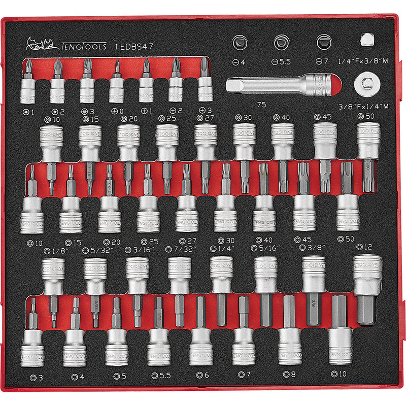 Teng 47Pc 1/4in & 3/8in Bit Socket Set Eva2