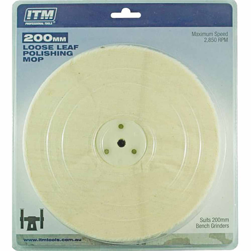 Itm Polishing Mop Loose Leaf 50 Fold 200 x 25mm