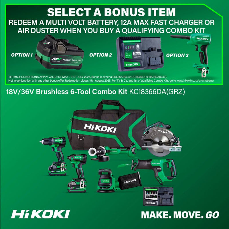 HiKOKI 36V/18V Multi Volt Brushless 6-Tool Kit - KC18366DA(GRZ)