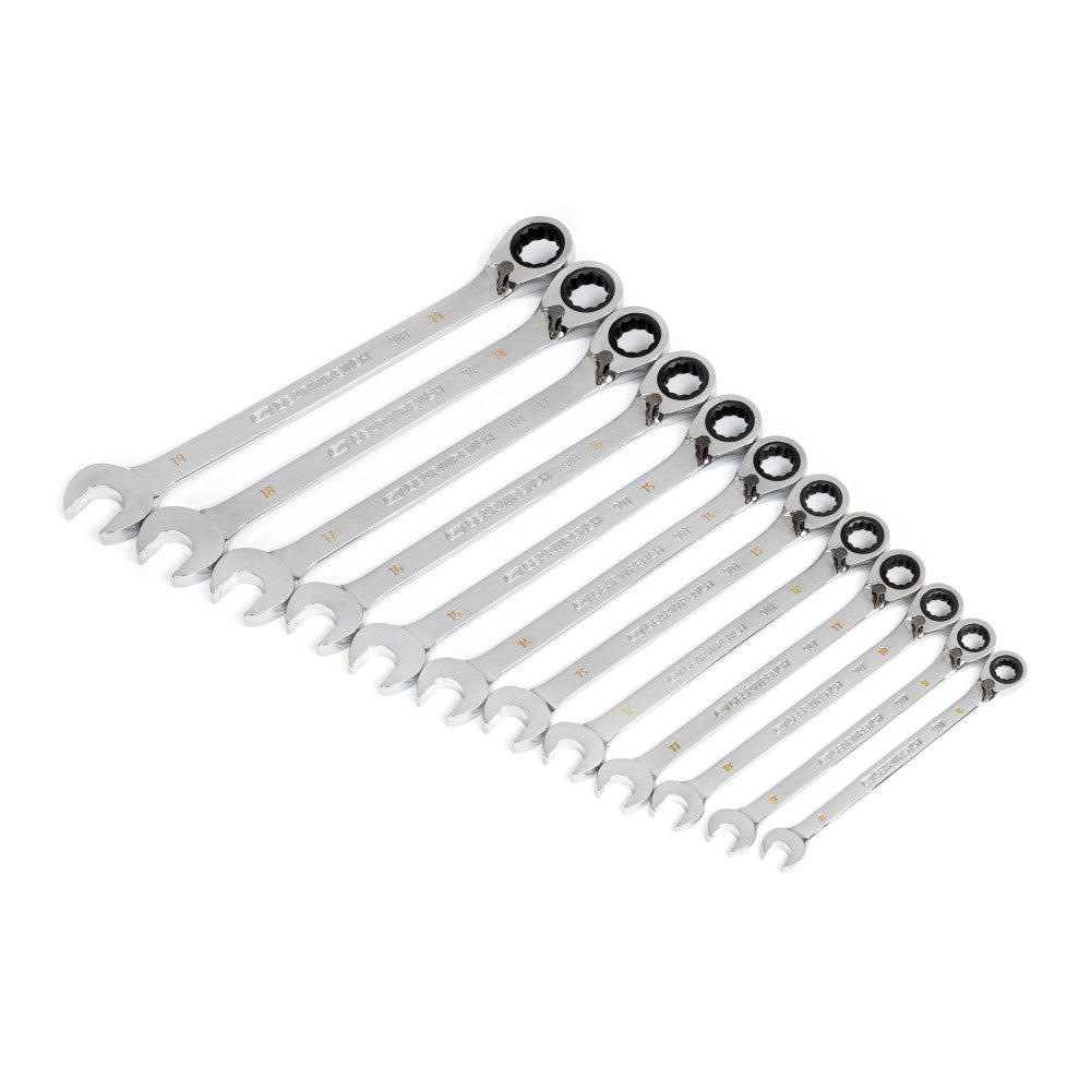 GEARWRENCH 12pc 90Tooth 12 PointMetric Reversible Ratcheting Wrench Set