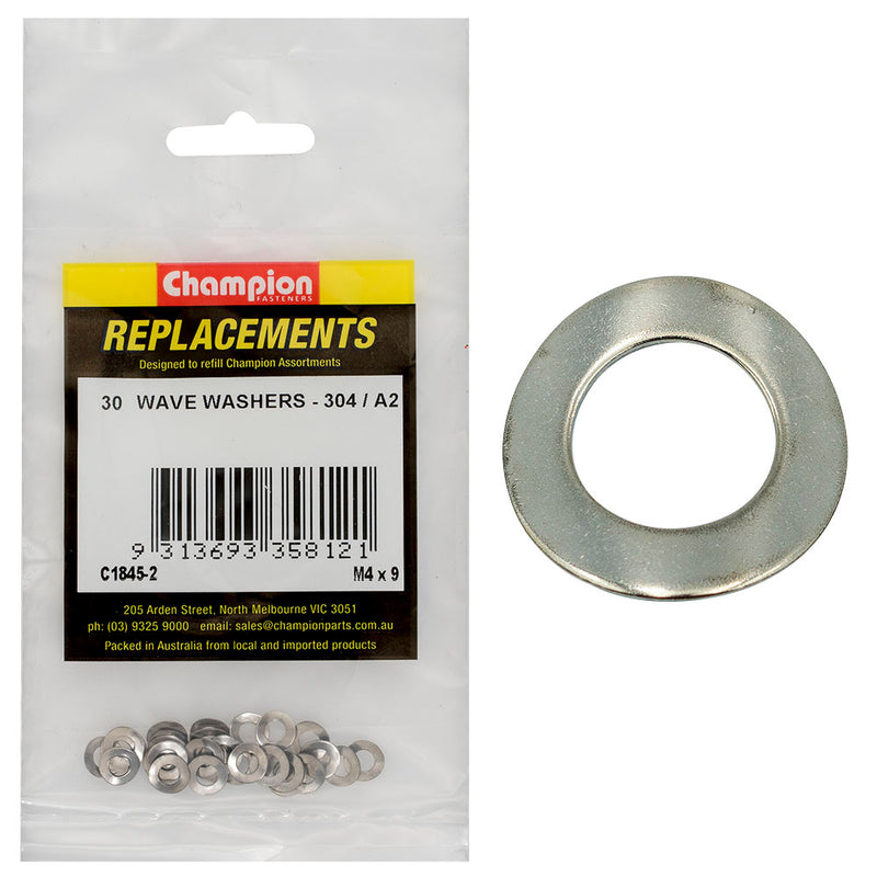 Washer Wave Stainless Steel M4 x 9mm 304/A2 30 Pack