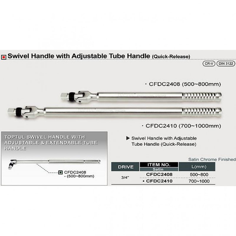 Power Bar 3/4" DR Extendable Toptul  CFDC2408 800mm O/A LEN