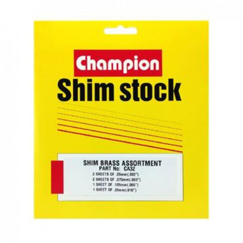 Shim Brass Assortment CA32  150x150mm 2x0.05mm, 2x0.075mm, 1x0.15mm & 1x0.25mm