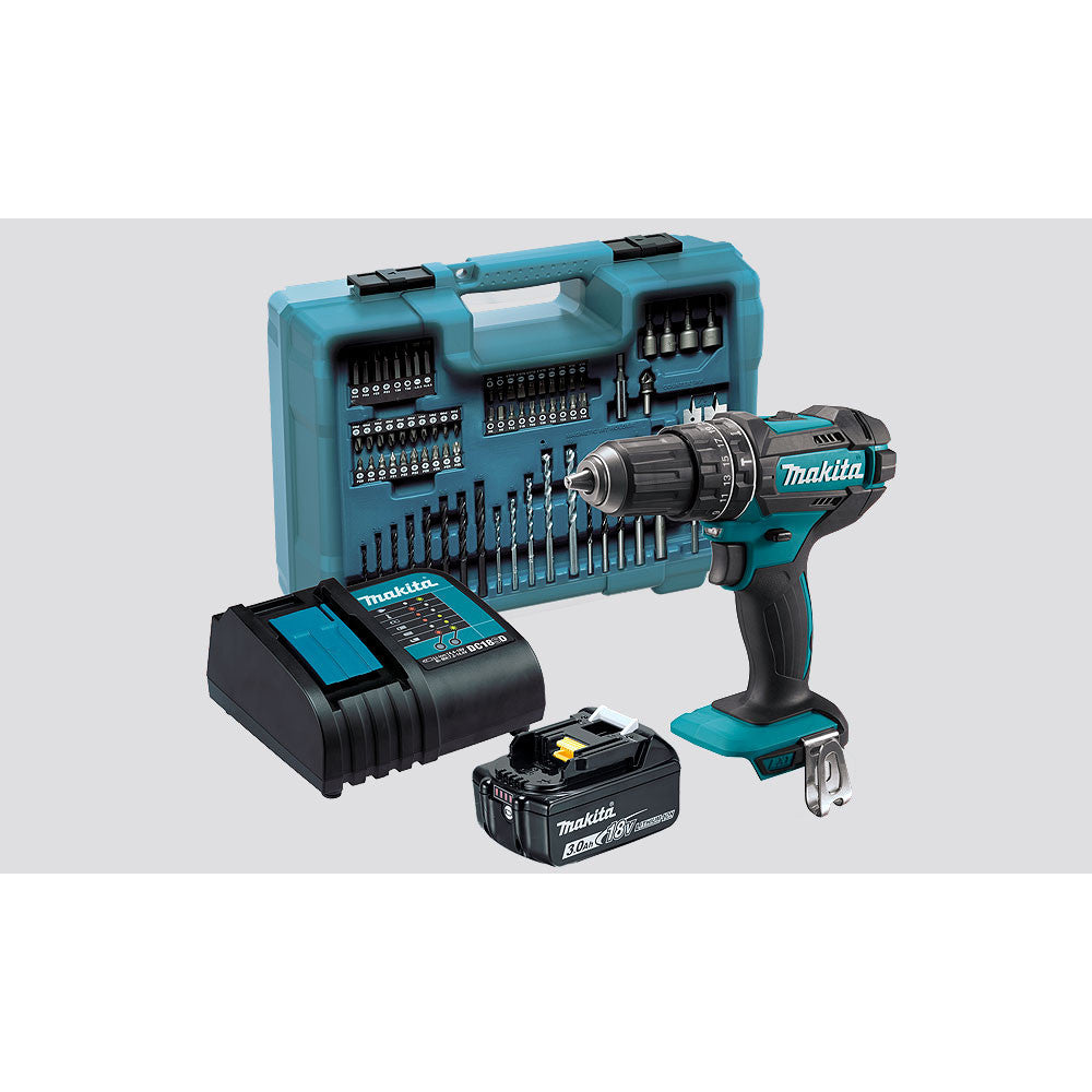 Makita 18V Hammer Drill Kit 3.0AH With 74P Accessory Kit