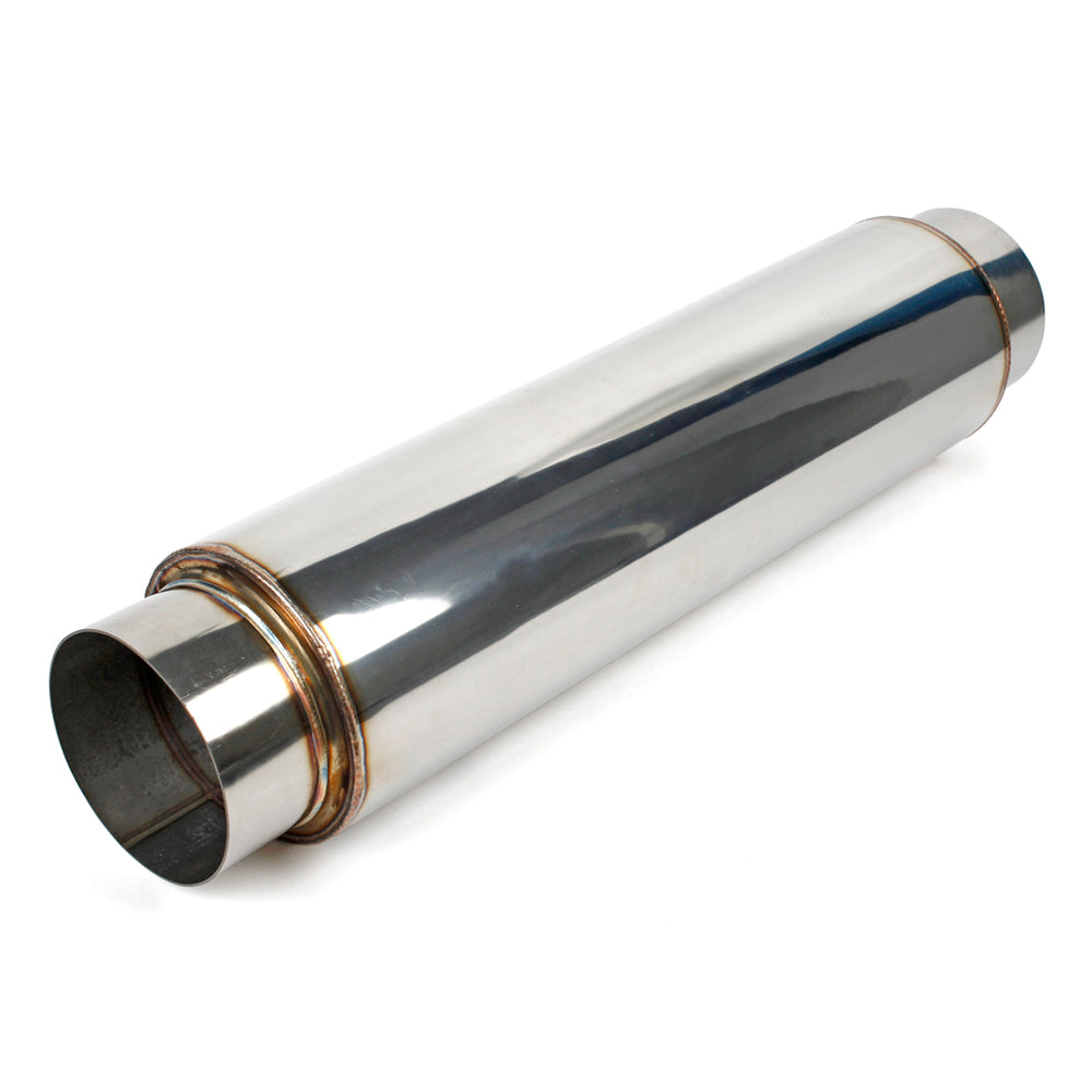 4.0" I.D Inlet/Out 18" Body Resonator Stainless Wool Packed (304 Stainless)