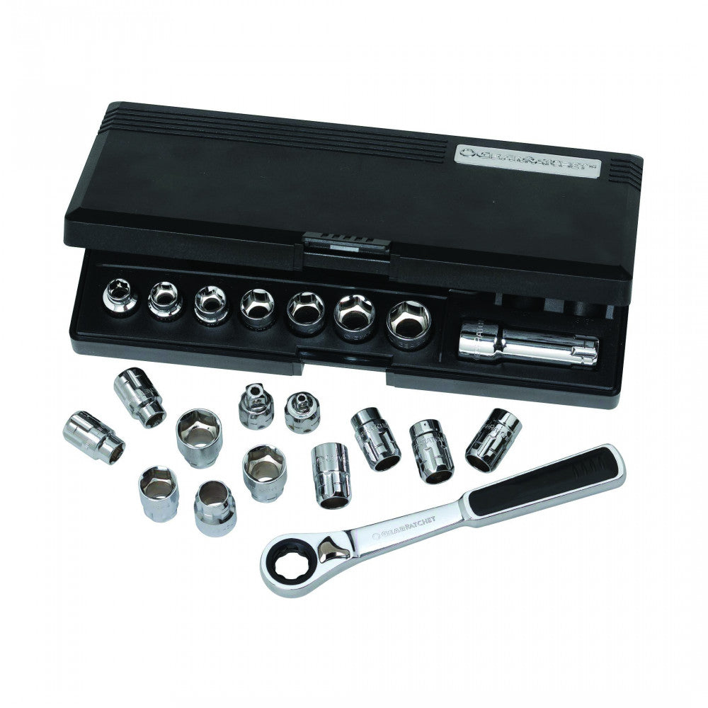 GEARWRENCH Socket Set 3/8" Drive Pass-Thru Vortex BlowMold Case MET/SAE 21Pc