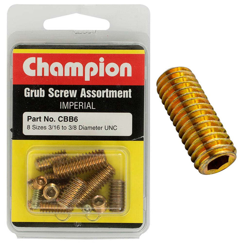 Champion 16Pc Imperial Unc Grub Set Screw Assortme