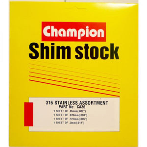 Champion S/Steel Shim Assortment 150 x 150mm Sheet