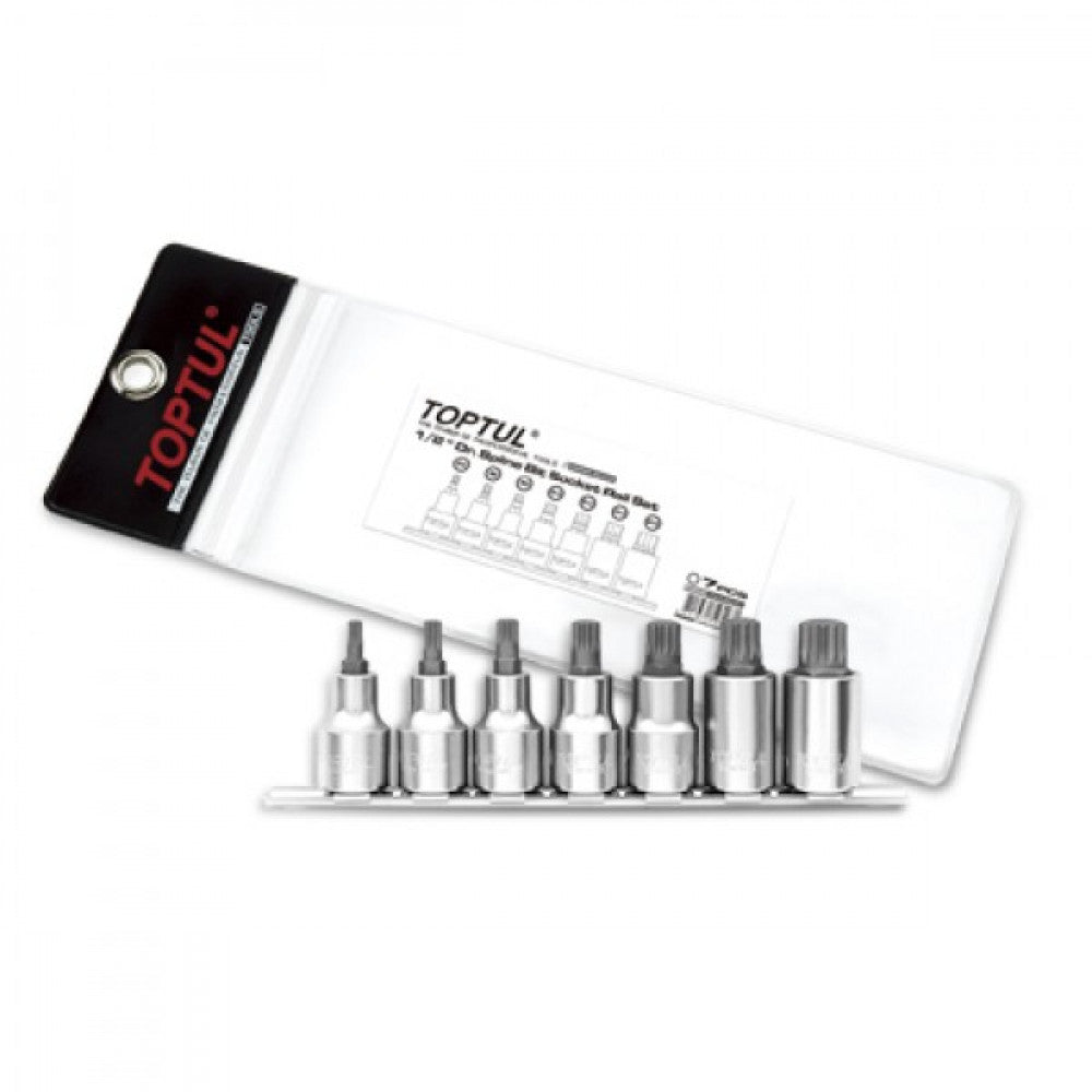 Spline Bit Socket Set On Rail 7Pce 1/2"Dr M5-M16 Toptul GAAG0703