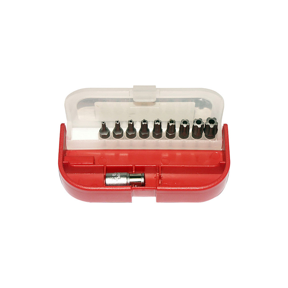 T&E Tools 10 Piece 1/4" Hex 5 Point Tamper Torx Bit Set