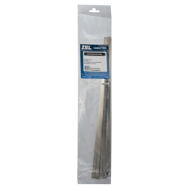 Isl 400 x 7.9mm 316 Stainless Cable Tie - 10 Pack