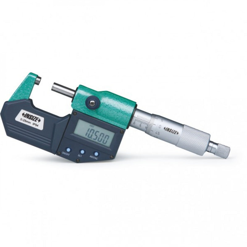 Outside Micrometer Digital 0-25mm/ 0-1" x .001 mm/0.00005" IP54 Insize 3108-25A