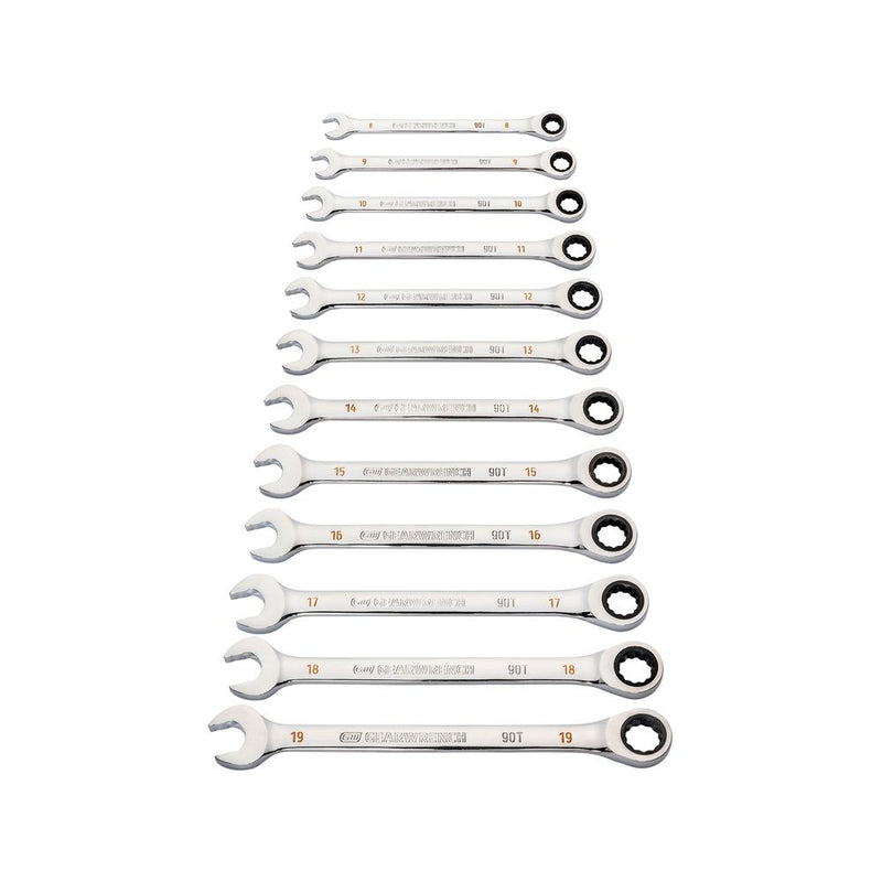 12 Piece 12 Point Metric 90T Combination Ratcheting Wrench Set - 87023